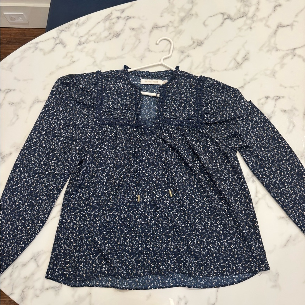 bishop + young Navy Floral Blouse